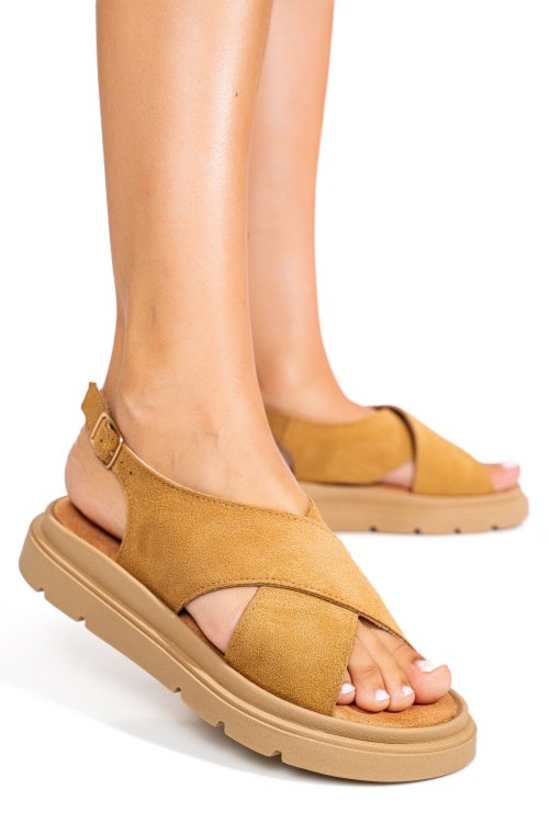 Sandale maro piele naturala intoarsa 1s777986-ka