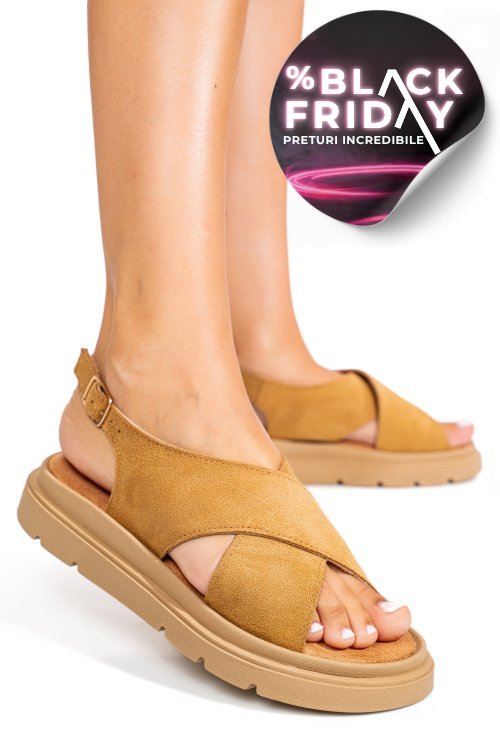 Sandale maro piele naturala intoarsa 1s777986-ka