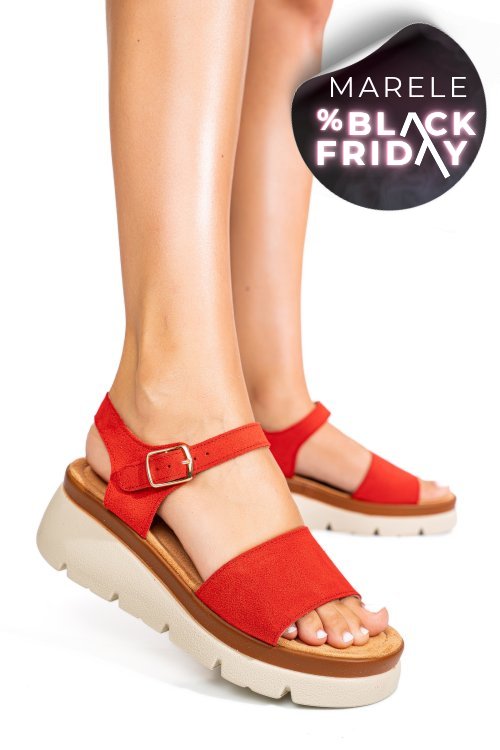 Sandale rosii piele naturala intoarsa 1s778360