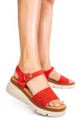SANDALE ROSII PIELE NATURALA INTOARSA 1S778360