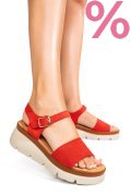 SANDALE ROSII PIELE NATURALA INTOARSA 1S778360