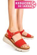 SANDALE ROSII PIELE NATURALA INTOARSA 1S778360