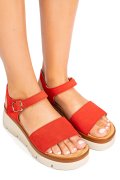 SANDALE ROSII PIELE NATURALA INTOARSA 1S778360