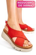 SANDALE ROSII PIELE NATURALA INTOARSA 1S777986
