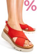 SANDALE ROSII PIELE NATURALA INTOARSA 1S777986