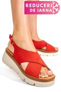 SANDALE ROSII PIELE NATURALA INTOARSA 1S777986
