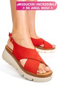 SANDALE ROSII PIELE NATURALA INTOARSA 1S777986