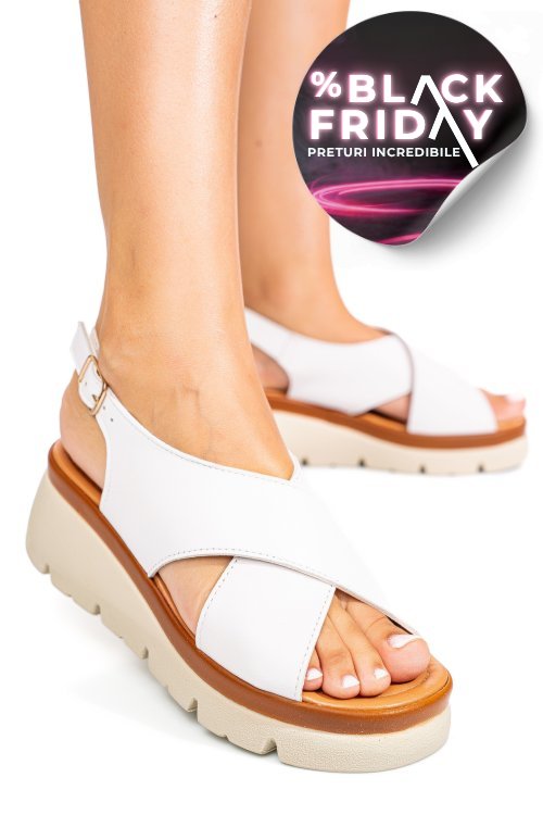 Sandale albe piele naturala 1s777986-ka