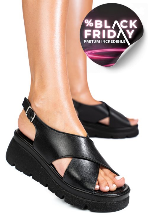 Sandale negre piele naturala 1s777986