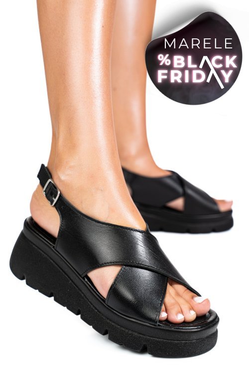 Sandale negre piele naturala 1s777986