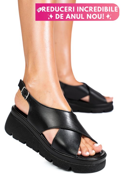 Sandale negre piele naturala 1s777986