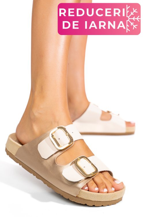 Papuci bej piele naturala es772051