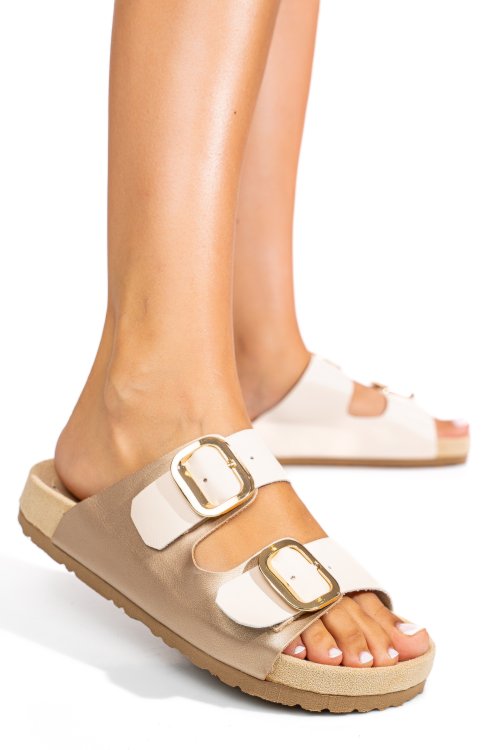 Papuci bej piele naturala es772051