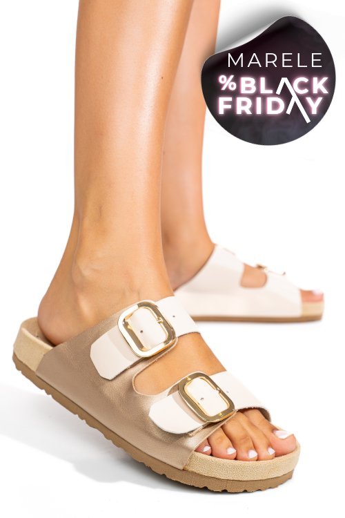 Papuci bej piele naturala es772051