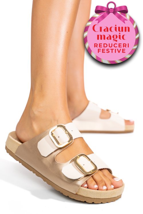 Papuci bej piele naturala es772051