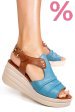 Sandale maro bleu piele naturala 4s77147