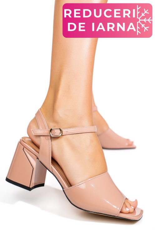 Sandale roz piele naturala lacuita xspt24048