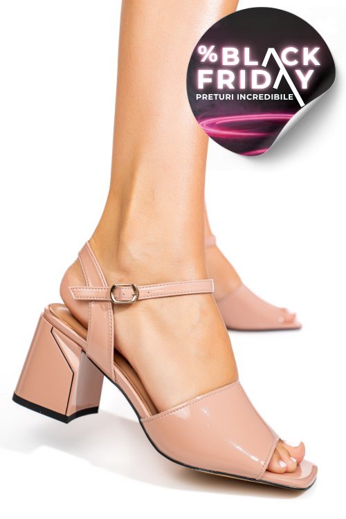 Sandale roz piele naturala lacuita xspt24048