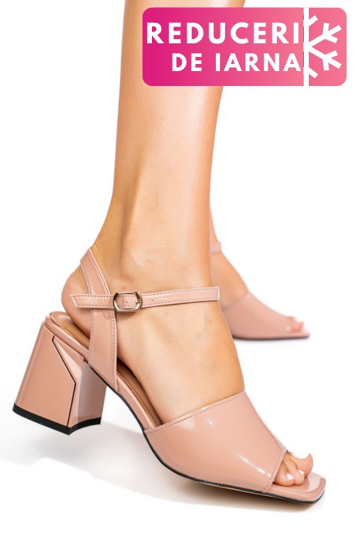 Sandale roz piele naturala lacuita xspt24048