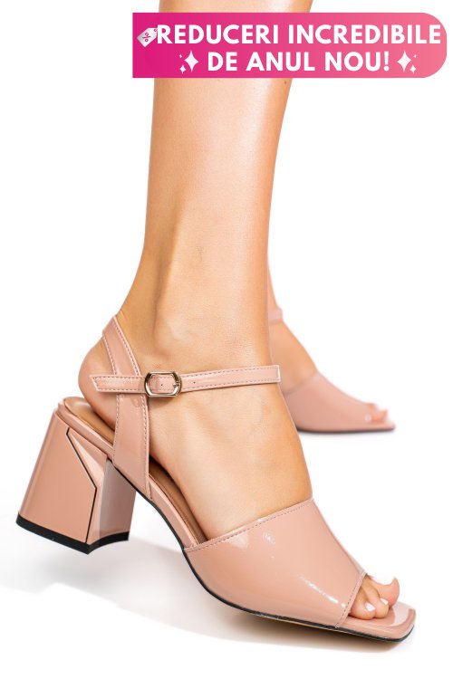 Sandale roz piele naturala lacuita xspt24048