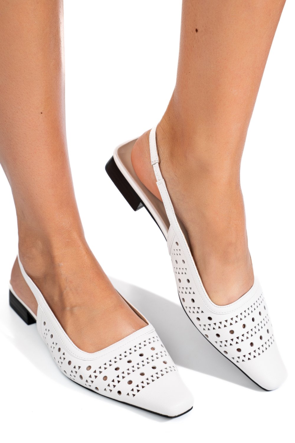 SANDALE ALBE PIELE NATURALA SSPN4010