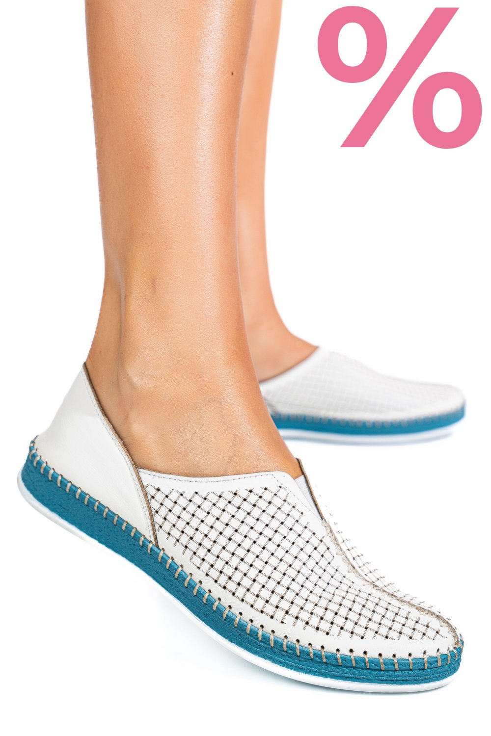 PANTOFI SPORT ALBI PIELE NATURALA 1PC323