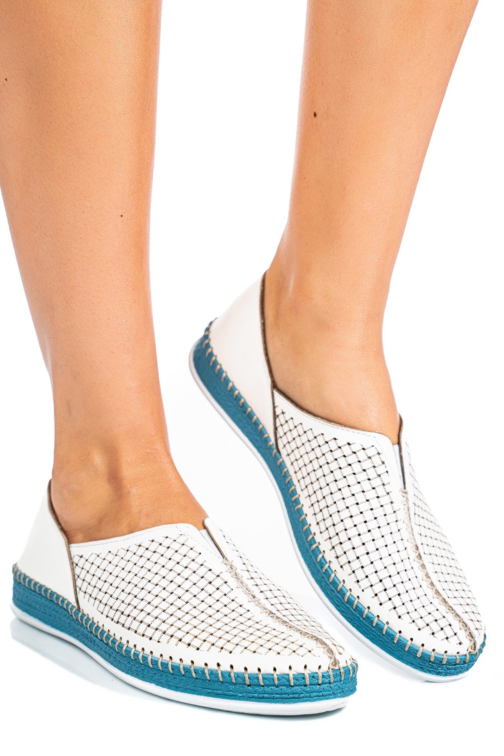 PANTOFI SPORT ALBI PIELE NATURALA 1PC323