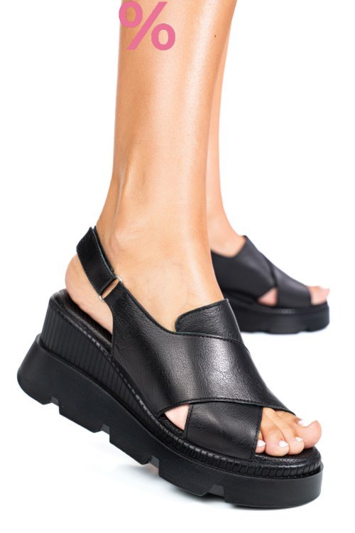 Sandale negre piele naturala apckd2000