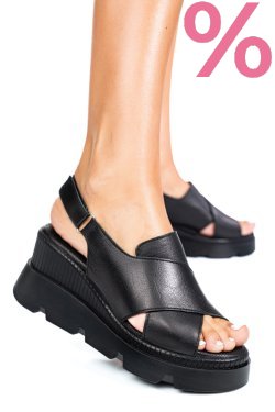 SANDALE NEGRE PIELE NATURALA APCKD2000