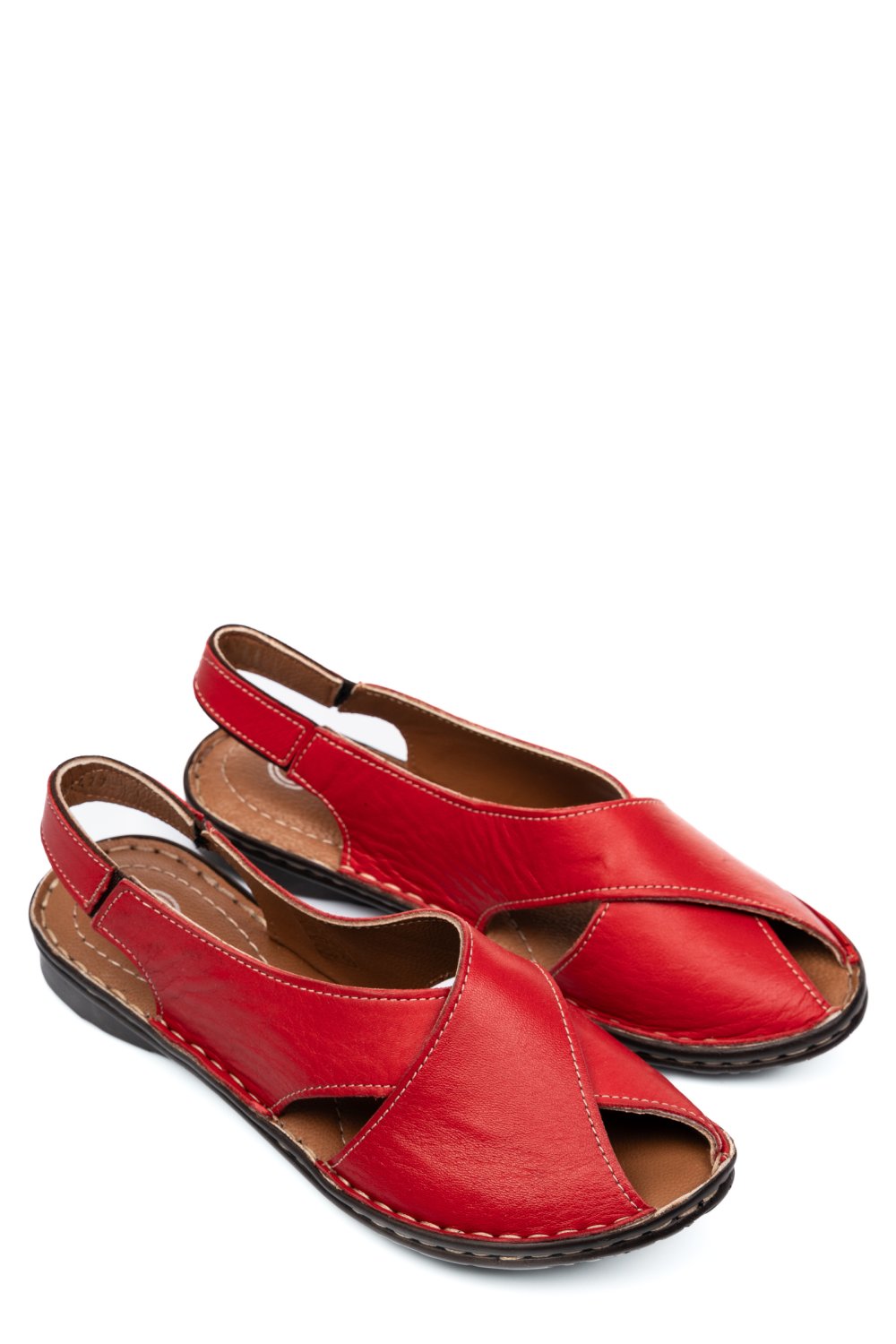 SANDALE ROSII PIELE NATURALA 1PC427