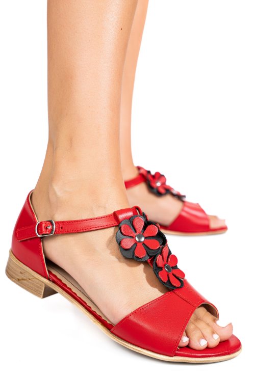 Sandale rosii piele naturala 7pc25