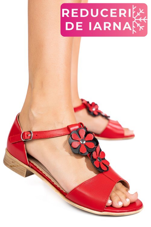 Sandale rosii piele naturala 7pc25