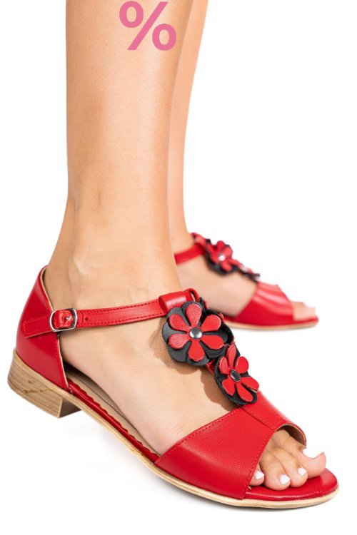 Sandale rosii piele naturala 7pc25