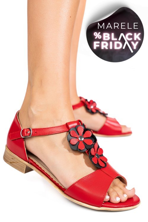 Sandale rosii piele naturala 7pc25