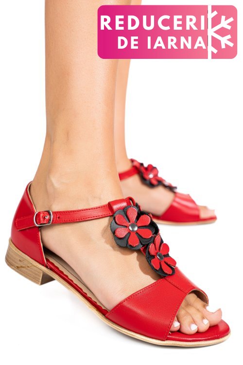Sandale rosii piele naturala 7pc25