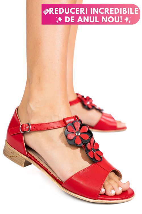 Sandale rosii piele naturala 7pc25