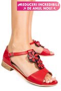 SANDALE ROSII PIELE NATURALA 7PC25