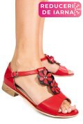 SANDALE ROSII PIELE NATURALA 7PC25