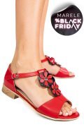 SANDALE ROSII PIELE NATURALA 7PC25