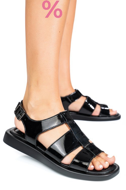 Sandale negre pile naturala lacuita tsp6030