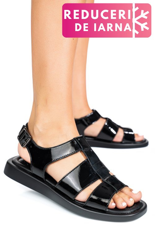 Sandale negre pile naturala lacuita tsp6030