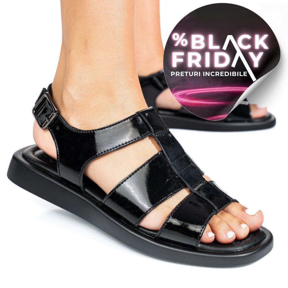 SANDALE NEGRE PILE NATURALA LACUITA TSP6030