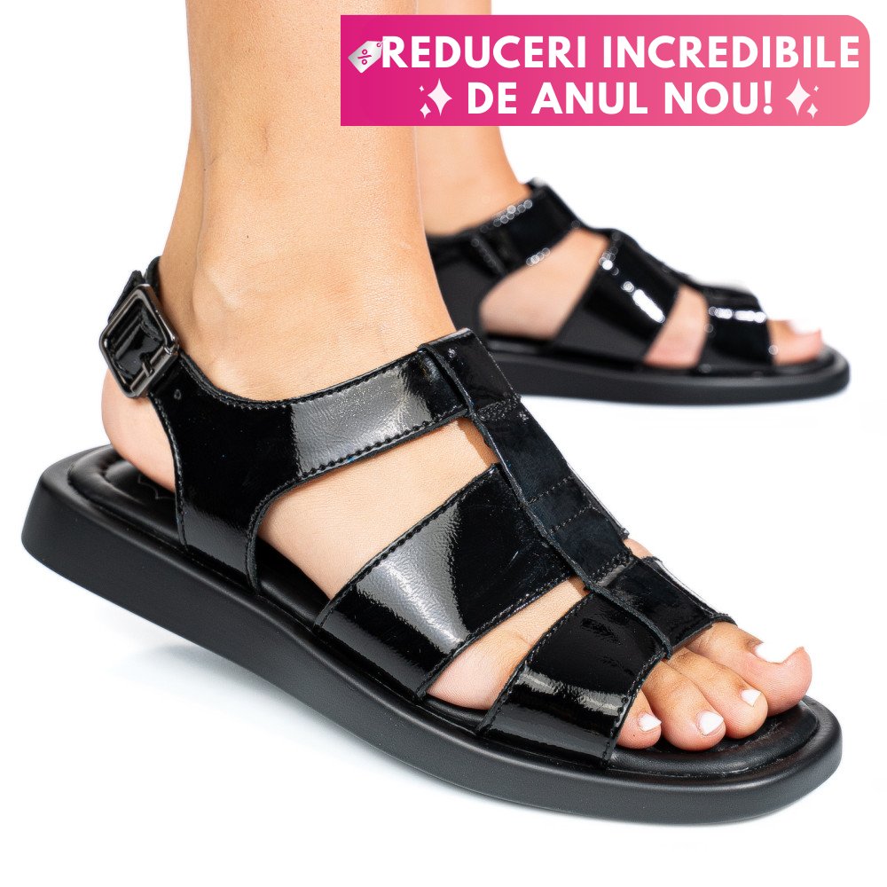 SANDALE NEGRE PILE NATURALA LACUITA TSP6030