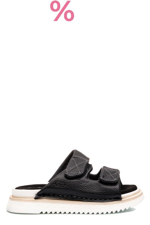 Papuci negri piele naturala asp771