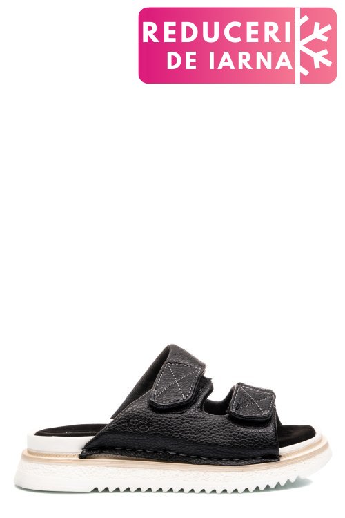 Papuci negri piele naturala asp771