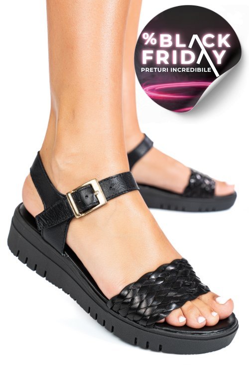 Sandale negre piele naturala 670500