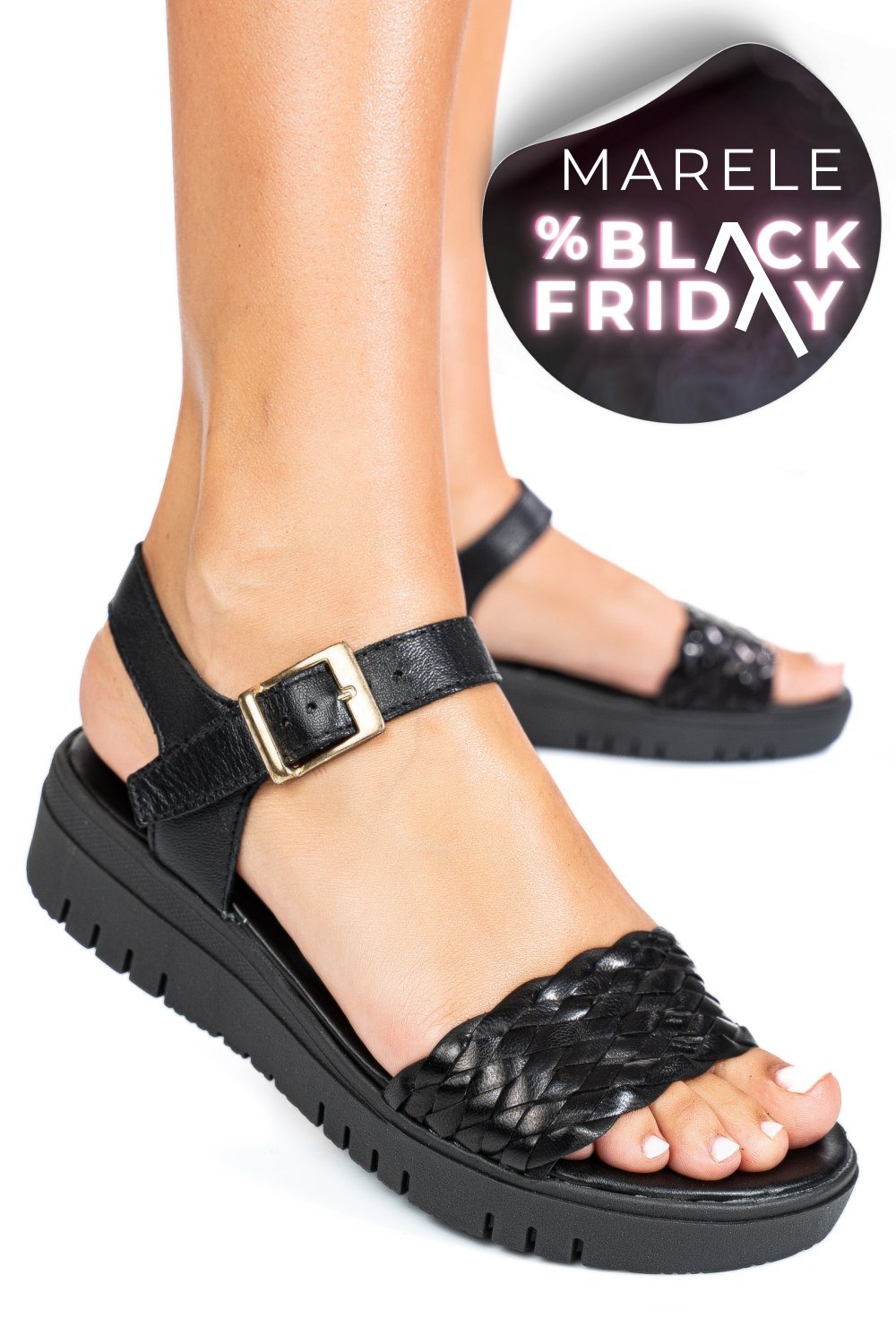 SANDALE NEGRE PIELE NATURALA 670500