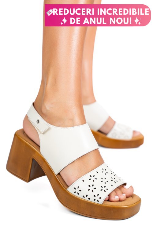Sandale albe piele naturala ps7702c30