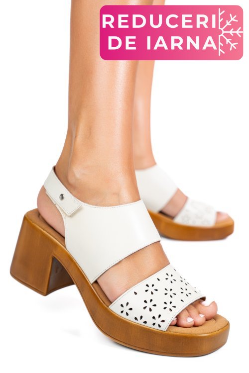 Sandale albe piele naturala ps7702c30