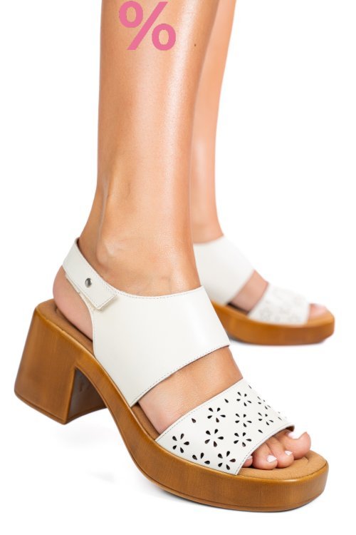 Sandale albe piele naturala ps7702c30